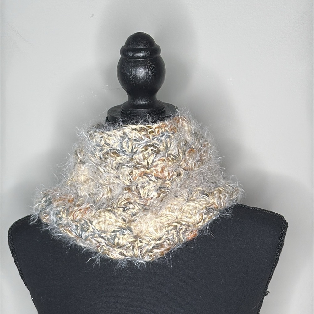 Chunky Hand Knit Neutral Infinity Scarf